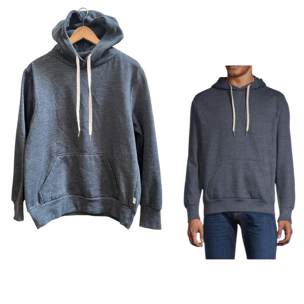 Onia Men’s Heather Blue Kangaroo Pocket Fleece Hoodie Sweater Size Small